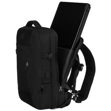 Schwarzer Reise-Rucksack, ideal als Handgepäck für das Flugzeug - Peterson