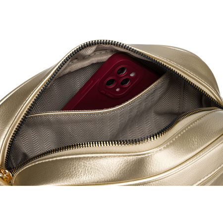 Goldene glänzende Damen Umhängetasche aus Öko-Leder – Peterson