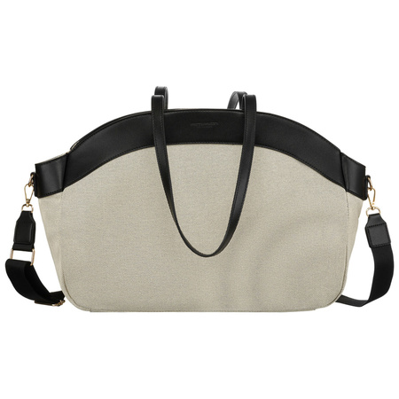 Städtische Damen Tasche aus Echtleder und Polyamidfaser in Beige-Schwarz – Peterson