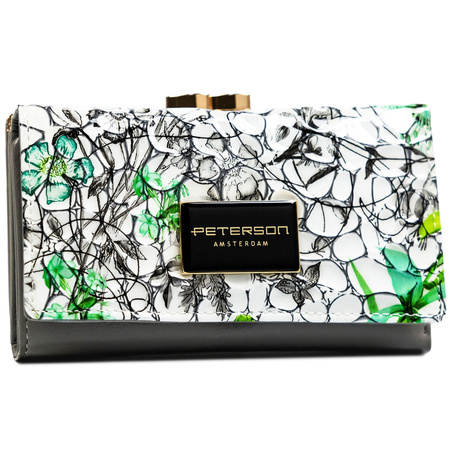Stilvolle, mehrfarbige Damen Geldbörse aus echtem Leder mit Bügelverschluss und RFID-Schutz – Peterson
