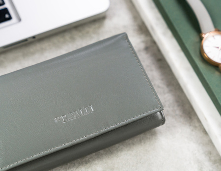 Klassische Damen Geldbörse aus Echtleder mit Druckknopf – Cavaldi