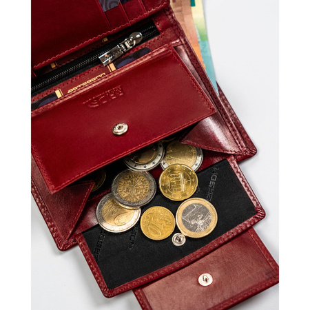 Damen Geldbörse kompakt rot aus Leder – Peterson
