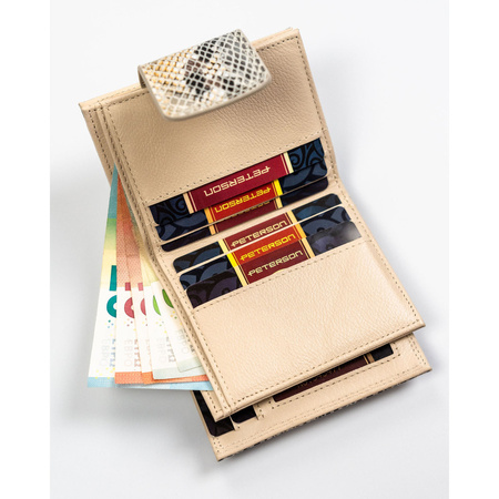 Damen Geldbörse aus echtem Leder mit Druckknopf- und Bügelverschluss – Peterson