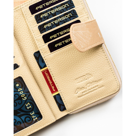 Beige Herren-Geldbörse im Hochformat aus echtem Leder und Öko-Leder – Peterson