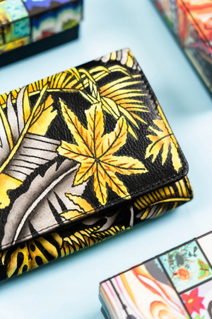 Damen Geldbörse mit Druckknopf aus echtem Leder – Rovicky