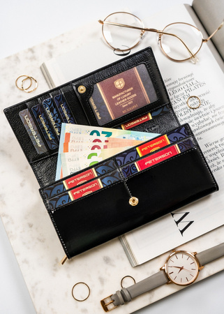 Damen Geldbörse in Rot-Schwarz mit Innentasche und Reißverschluss – Peterson