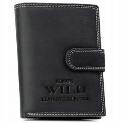 Klassische, große Herren Geldbörse aus echtem Leder mit Druckknopf – Always Wild