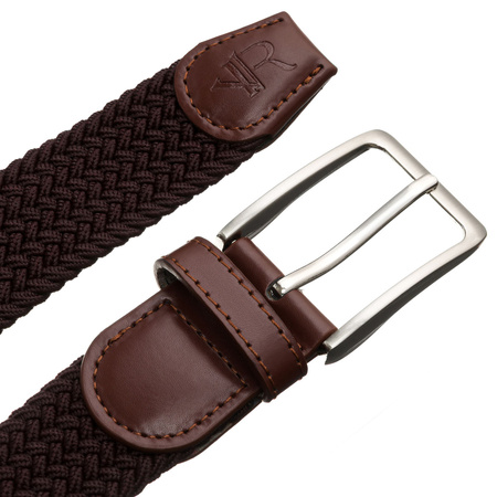Brauner Textilgürtel aus Synthetikmaterial und Öko-Leder – Rovicky