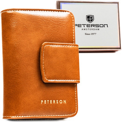 Elegante braune Damen Geldbörse aus Öko-Leder mit RFID-Schutz – Peterson