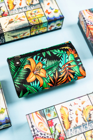 Damen Geldbörse mit Druckknopf aus echtem Leder – Rovicky