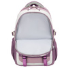 Weicher Schulrucksack aus Polyester in weiß-lila Farbe, aufgehängt an verstellbaren Trägern - Peterson