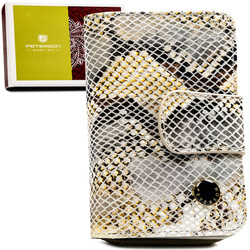 Elegante, mittlere Damen Geldbörse aus Echtleder mit RFID-Schutz und Schlangenprägung – Peterson