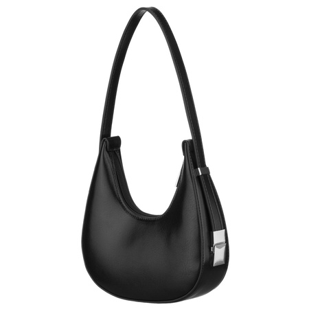 Schwarze Damen-Baguettetasche aus Kunstleder mit Reißverschluss – Peterson