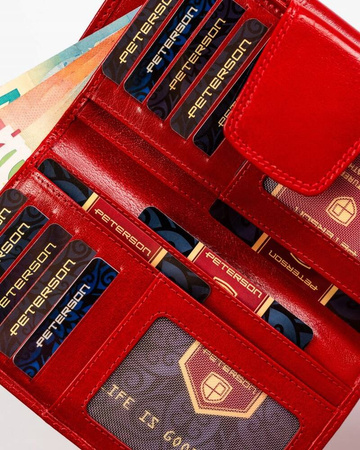 Geräumige Damen Geldbörse aus Leder mit Druckverschluss – Peterson