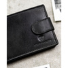 Schwarze Herren-Geldbörse aus Leder mit Druckknopfverschluss und RFID-System – Peterson