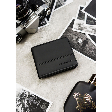 Schwarze Herren Geldbörse im Querformat aus Öko-Leder – Peterson