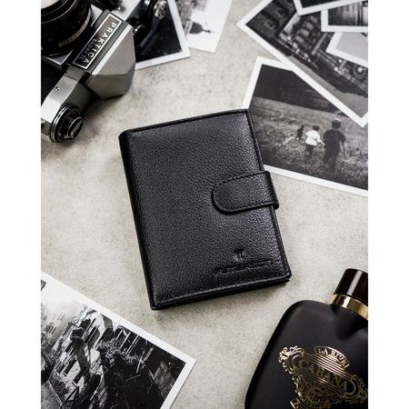 Schwarze Herren Geldbörse aus Leder mit Druckknopf und RFID-Schutz – Peterson