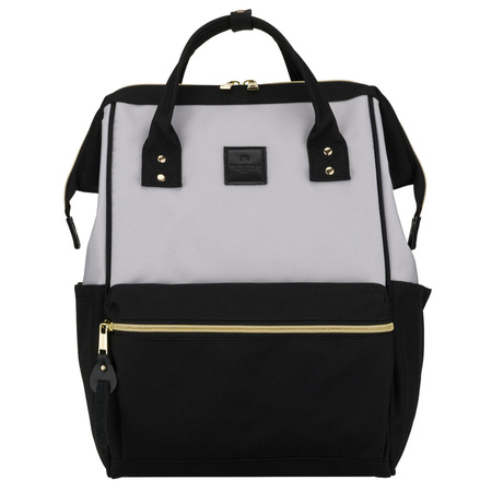 Damen-Rucksack aus Polyester in Grau-Schwarz, ideal als Handgepäck - Peterson