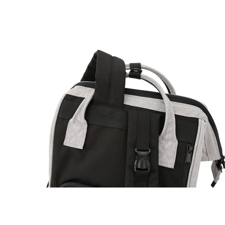 Grauer, geräumiger Damen Rucksack aus Polyester mit Reißverschluss – Himawari