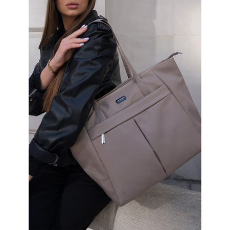 Shopper Tasche mit Reißverschluss in Beige – Peterson