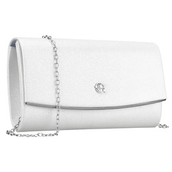 Elegante Damen-Clutch in Silber aus Öko-Leder, an einer Kette hängend - Rovicky