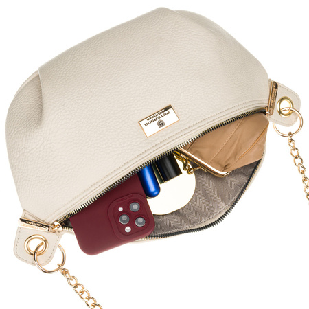 Beige Damen-Gürteltasche aus Öko-Leder mit Reißverschluss – Peterson
