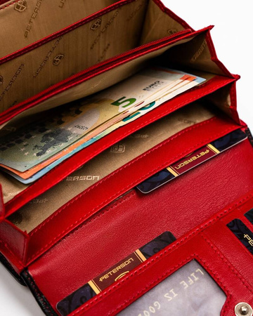 Geräumige Damen Geldbörse aus Leder mit Druckknopf und Reißverschluss – Peterson