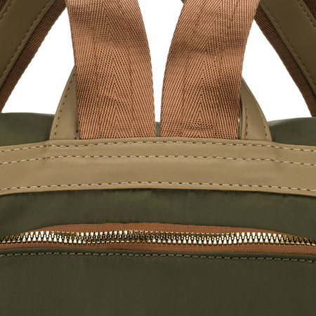 Grüner, städtischer Damen-Rucksack aus Nylon und Öko-Leder mit abnehmbarem Gürtel - Peterson