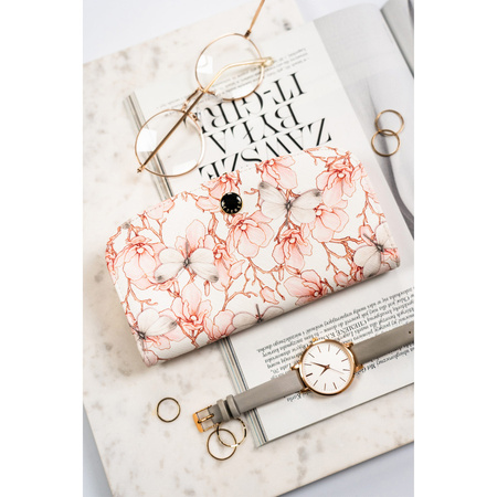 Große Damen Geldbörse aus Öko-Leder mit Blumenmuster – Peterson