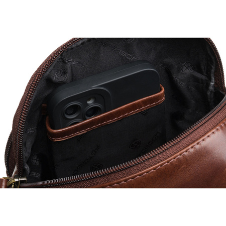 Braune Herren-Tasche aus echtem Leder mit Etui im Set – Peterson