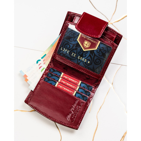 Rote Damen-Geldbörse aus Leder mit RFID-System – Peterson