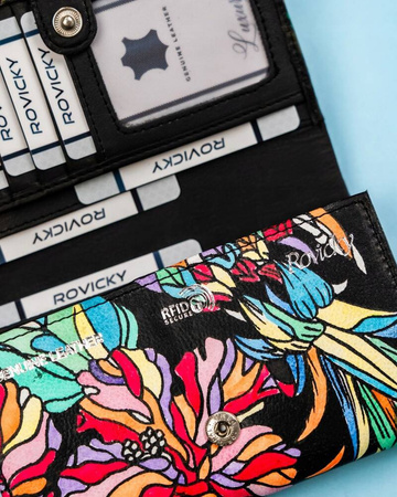 Damen Geldbörse mit Druckknopf aus echtem Leder – Rovicky