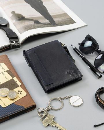 Große Retro Herren Geldbörse mit zwei Münzfächern – Rovicky