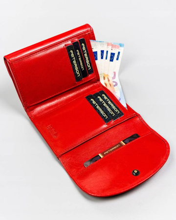 Klassische Damen Geldbörse aus Leder mit Druckknopf – Peterson