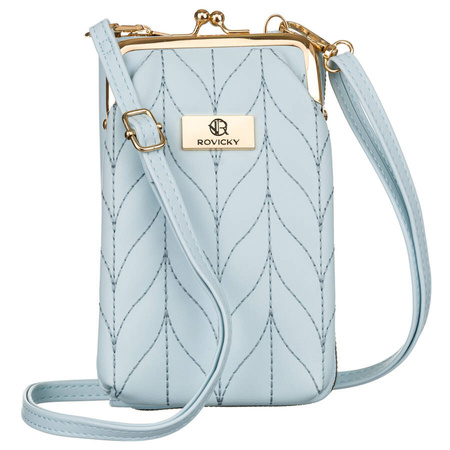 Hellblaue Mini Damen Handtasche mit abnehmbarem Frontpanel – Rovicky