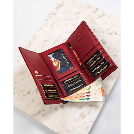 Stilvolle Damen-Geldbörse rot aus lackiertem Saffianleder – Peterson