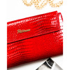 Große, horizontale Damen-Geldbörse aus Öko-Leder in Rot mit Krokodilhaut-Prägung – Peterson