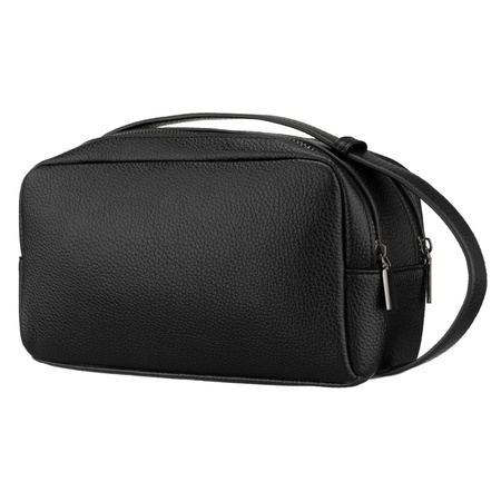 Elegante Herren-Handgelenktasche aus Öko-Leder in Schwarz mit Reißverschluss - Rovicky