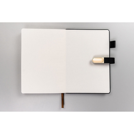 Geschenkset: Schwarzes, elegantes A5-Linien-Notizbuch mit schwarzem Kugelschreiber – Peterson