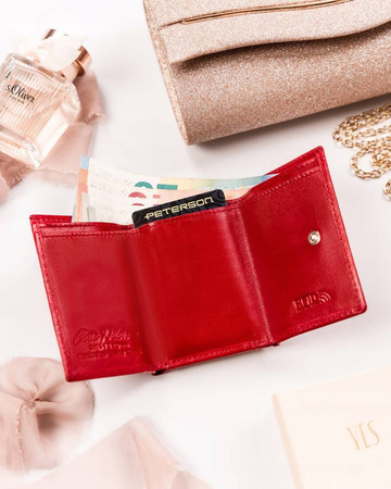 Kleine Damen Geldbörse aus Leder mit Druckknopf – Peterson