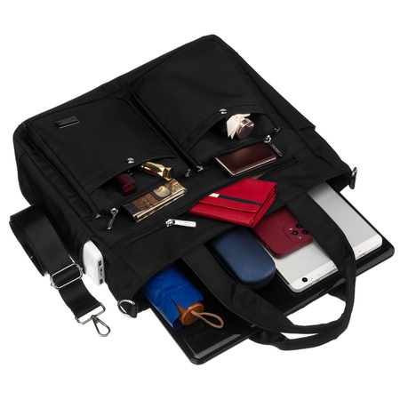 Schwarze, geräumige Damen-Laptoptasche aus Polyester – Peterson