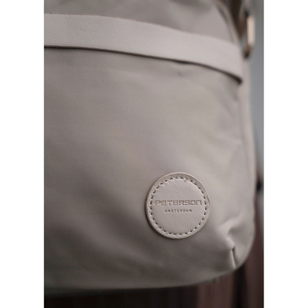 Damen-Umhängetasche aus Nylon in Beige, ein Hauptfach und mit Reißverschluss – Peterson