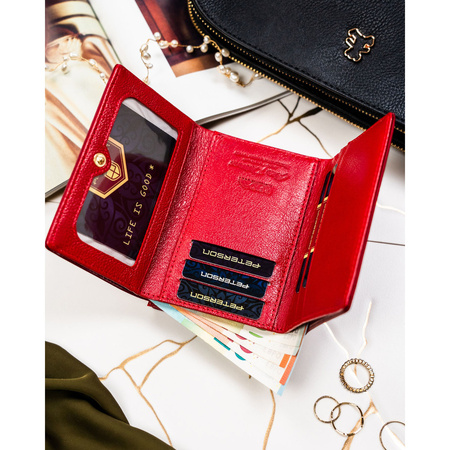 Mittelgroße, rote Damen-Geldbörse aus Natur- und Öko-Leder – Peterson