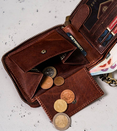 Große Herren Geldbörse aus Leder mit Kette – Peterson