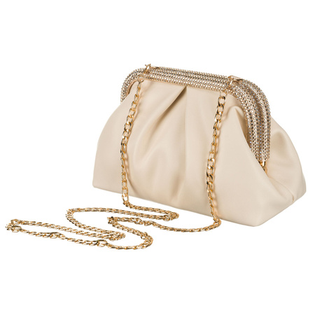 Beige Damen Clutch aus Öko-Leder mit Kettenträger – Rovicky