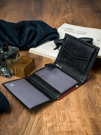 Zweifarbige Herren Geldbörse vertikal aus Echtleder – Rovicky