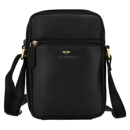 Herren Umhängetasche aus Leder mit goldenem Reißverschluss – Peterson