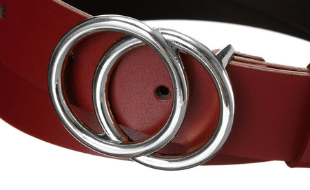 Damen Gürtel glatt aus Leder mit silberner Doppelschnalle – Rovicky