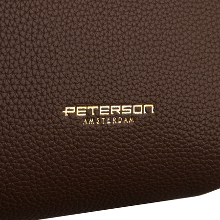 Braune Damen-Shopper aus Öko-Leder mit praktischem Etui im Set - Peterson