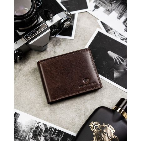 Braune Herren-Geldbörse aus Naturleder mit RFID-System ausgestattet – Peterson